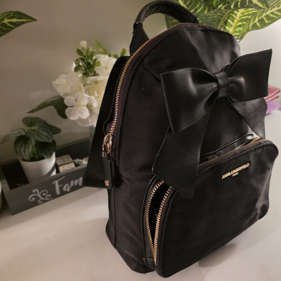 Karl Lagerfeld Black Bow Backpack - Picture 2 of 7